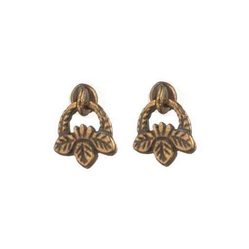 Leaf Design Antique Brass Drawer Pulls by Town Square Miniatures