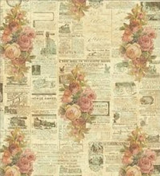 Wallpaper - Rose Newsprint 1:24 Scale 3124H
