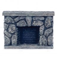 Dark Gray Fieldstone Fireplace