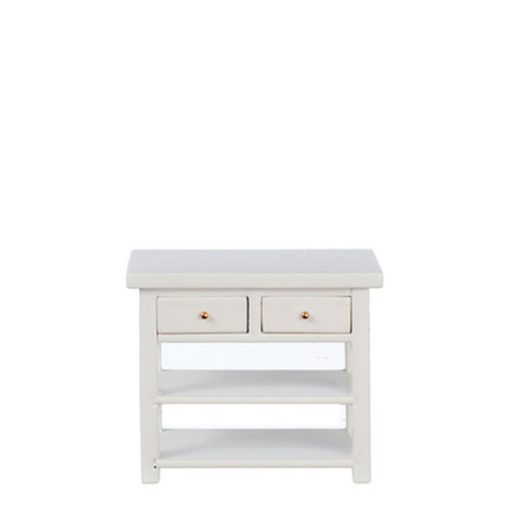 White Kitchen Table with Drawers by Town Square Miniatures