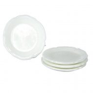 Set of 4 Fancy White Ceramic Salad Plates by Falcon Miniatures