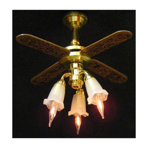 Ceiling Fan with 3 Tulip Lights 1:24 Scale by Cir-Kit Concepts