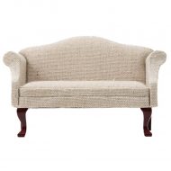Mahogany Sofa with Beige Burlap Upholstery by Classics of Handley House