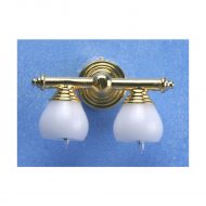 Brass Double Wall Lamp with White Shade 12 Volt by Miniature House