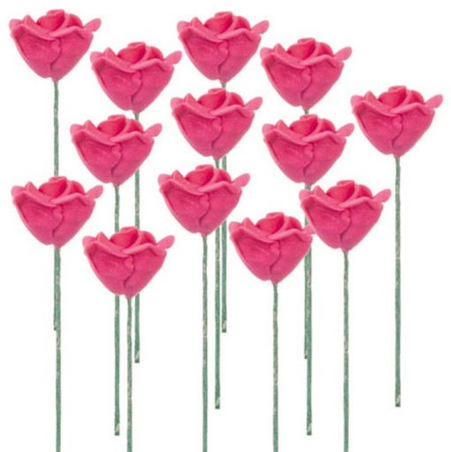 Set of 12 Magenta Pink Rose Stems by New Creations
