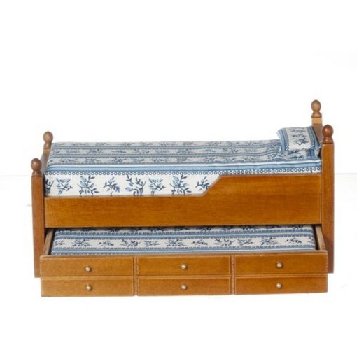 Walnut Wood Trundle Bed by Town Square Miniatures