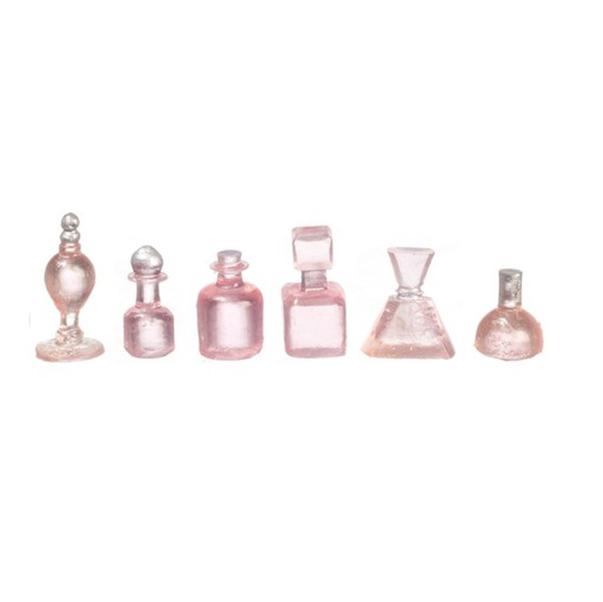 Set of 6 Assorted Pink Perfume Bottles by Falcon Miniatures A4689PK