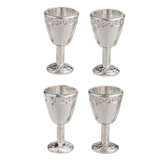 Set of 4 Silver Goblets by Town Square Miniatures