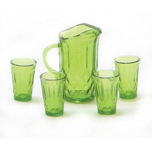 Chrysnbon Pitcher with 4 Glasses in Emerald Green
