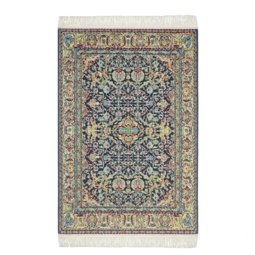 Turkish Area Rug in Dark Blue, Red and Gold Miniatures World