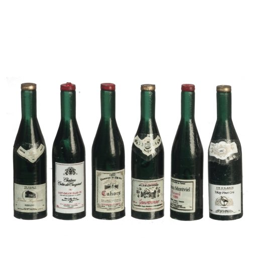 Set of 6 Dark Wine Bottles by Town Square Miniatures B0524