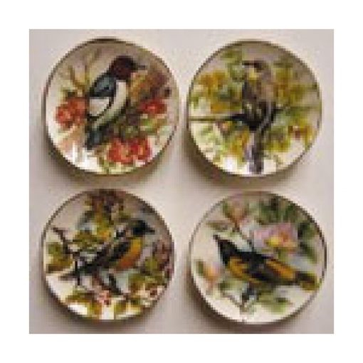 Set of 4 Birds and Flowers Plates by Barb BYBCDD157