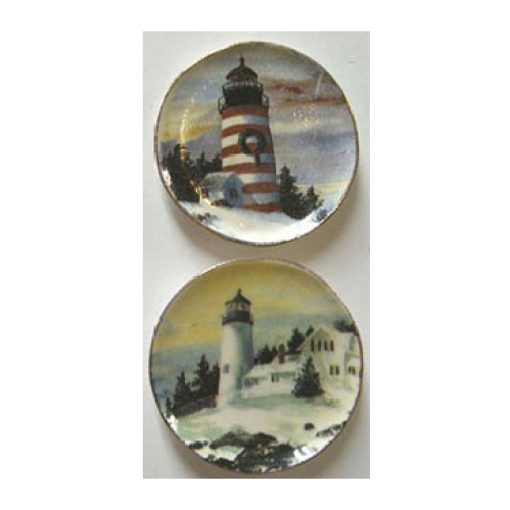 Set of 2 Winter Lighthouse Platters by Barb BYBCDD208