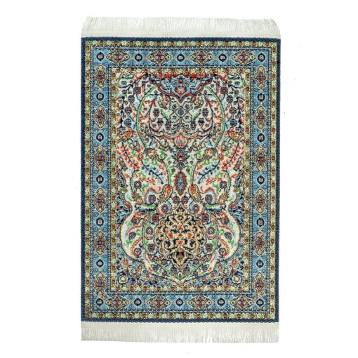 Turkish Area Rug in Light Blue, Orange and White by Miniatures World