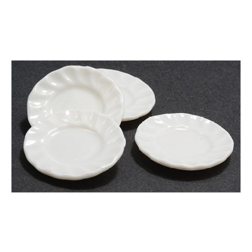 Set of 4 White Fluted Edge Plates by International Miniatures IM65637