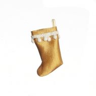 Gold Christmas Holiday Stocking with White Tassel by Barbara O'Brien