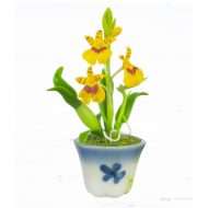 Oncidium Yellow Orchid in Pot by Miniatures World G7424