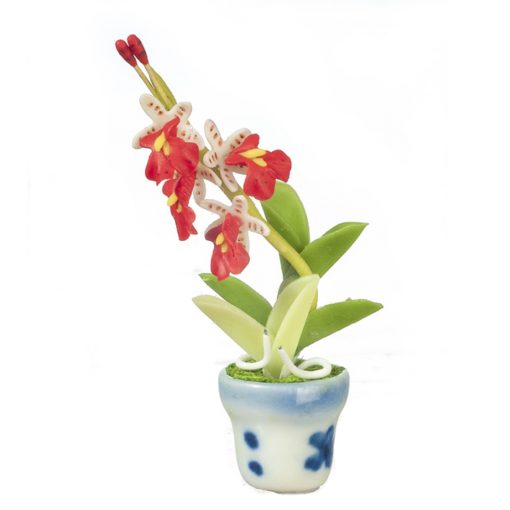 Oncidium Red Orchid in Pot by Miniatures World G7822