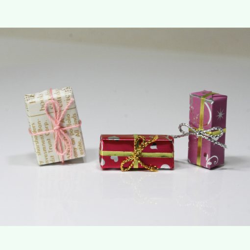 Set of 3 Print and Foil Wrapped Gifts by Town Square Miniatures