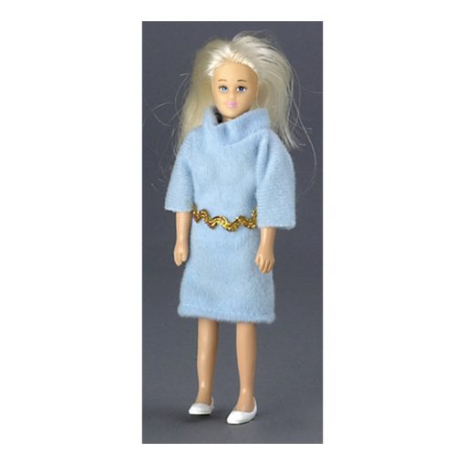 Blonde Mother Doll in Blue Dress by Town Square Miniatures 00006