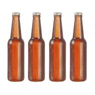 Set of 4 Unlabeled Brown Beer Bottles by Miniatures World G7396