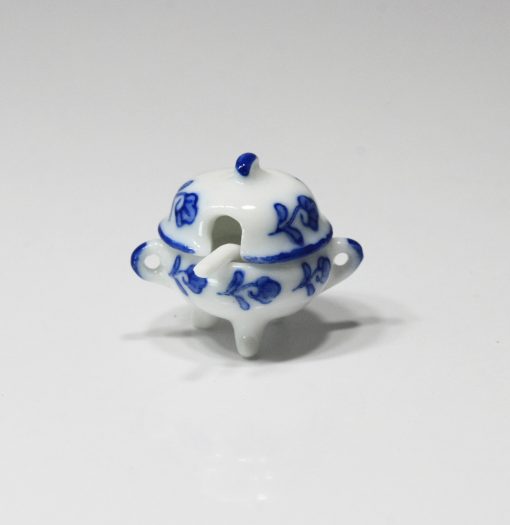 Covered Server with Ladle in Blue and White Porcelain