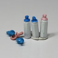Set of 3 Baby Bottles with Pacifiers by Royal Miniatures