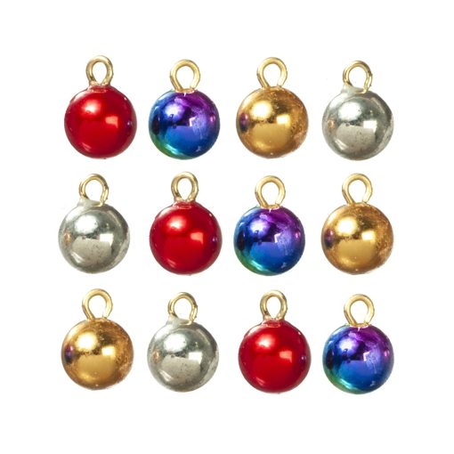 Set of 12 Christmas Holiday Ball Ornaments by Town Square Miniatures B0658
