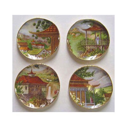 Set of 4 Pagoda Platters by Barb BYBCDD310