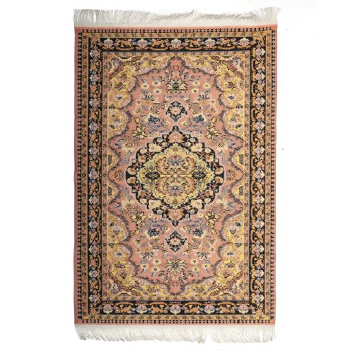 Turkish Area Rug in Pink, Black and Yellow by Miniatures World