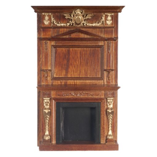 Figurehead Walnut Wood Fireplace by Town Square Miniatures P7319