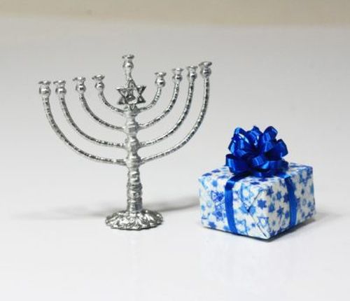 Floral Menorah Hanukkah Gift Wrap 1/4 Ream 208 ft x 24 in