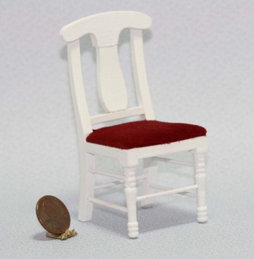 Dollhouse Miniature White Wood Chair - Image 3