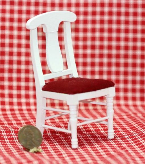 Dollhouse Miniature White Wood Chair - Image 2